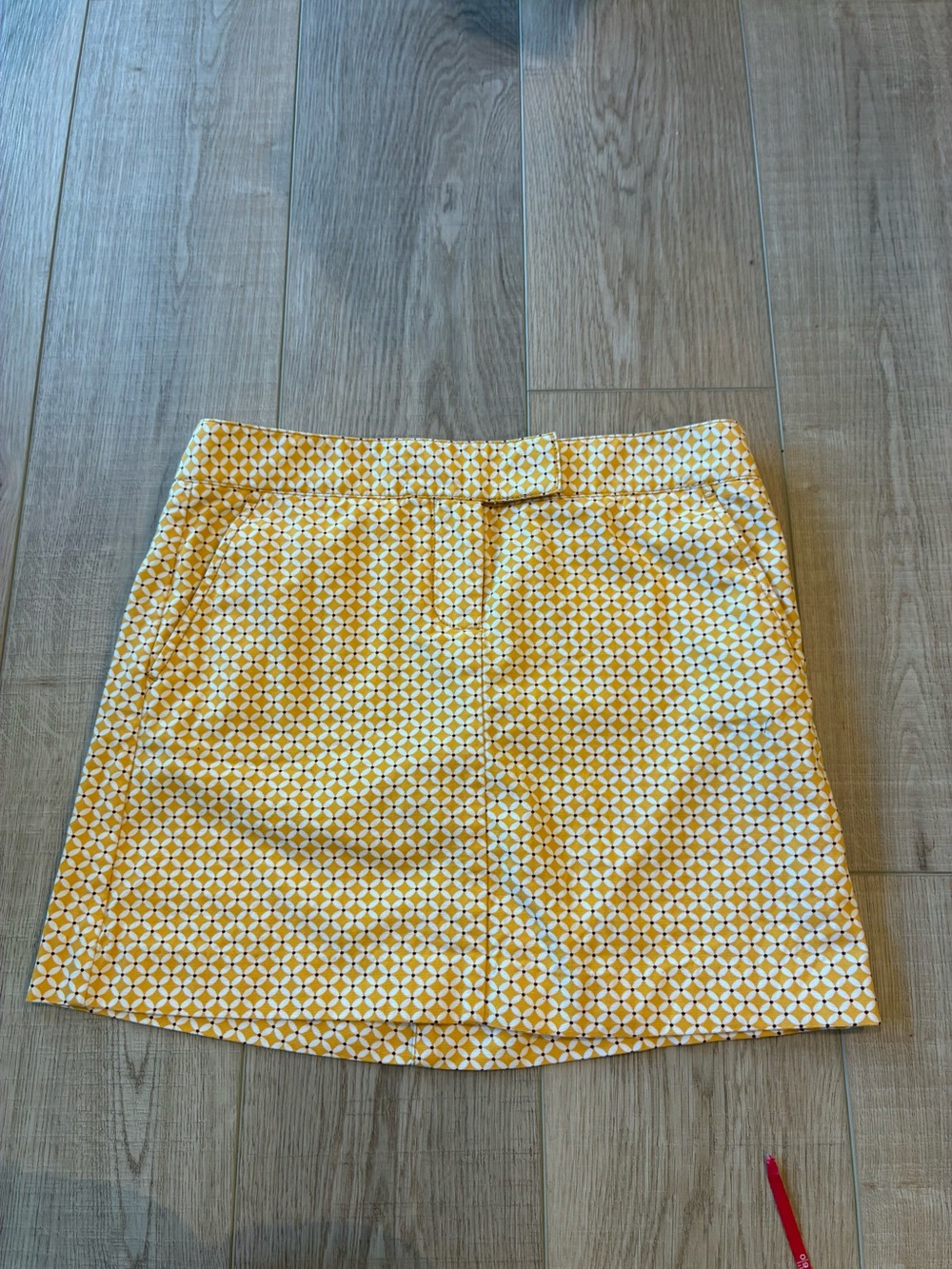 J Crew Yellow and White Patterned mini Skirt cottagecore preppy cotton pockets 6